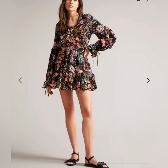 NWT Ted Baker London Hendria Mini Dress with ruffle details size:1 - Picture 4 of 14